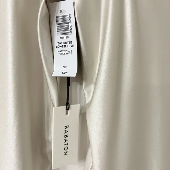 NWT BABATON Satinete Squareneck Matte Pearl Longsleeve Bodysuit Small Balletcore - Picture 5 of 7